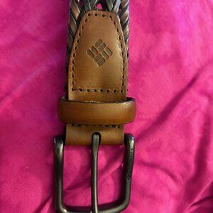 Columbia Men's Braided Belt Casual Dress Single Prong GUNMETAL Buckle- BRN/BLK S